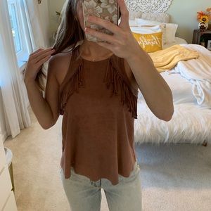 Super cute fringe suede shirt